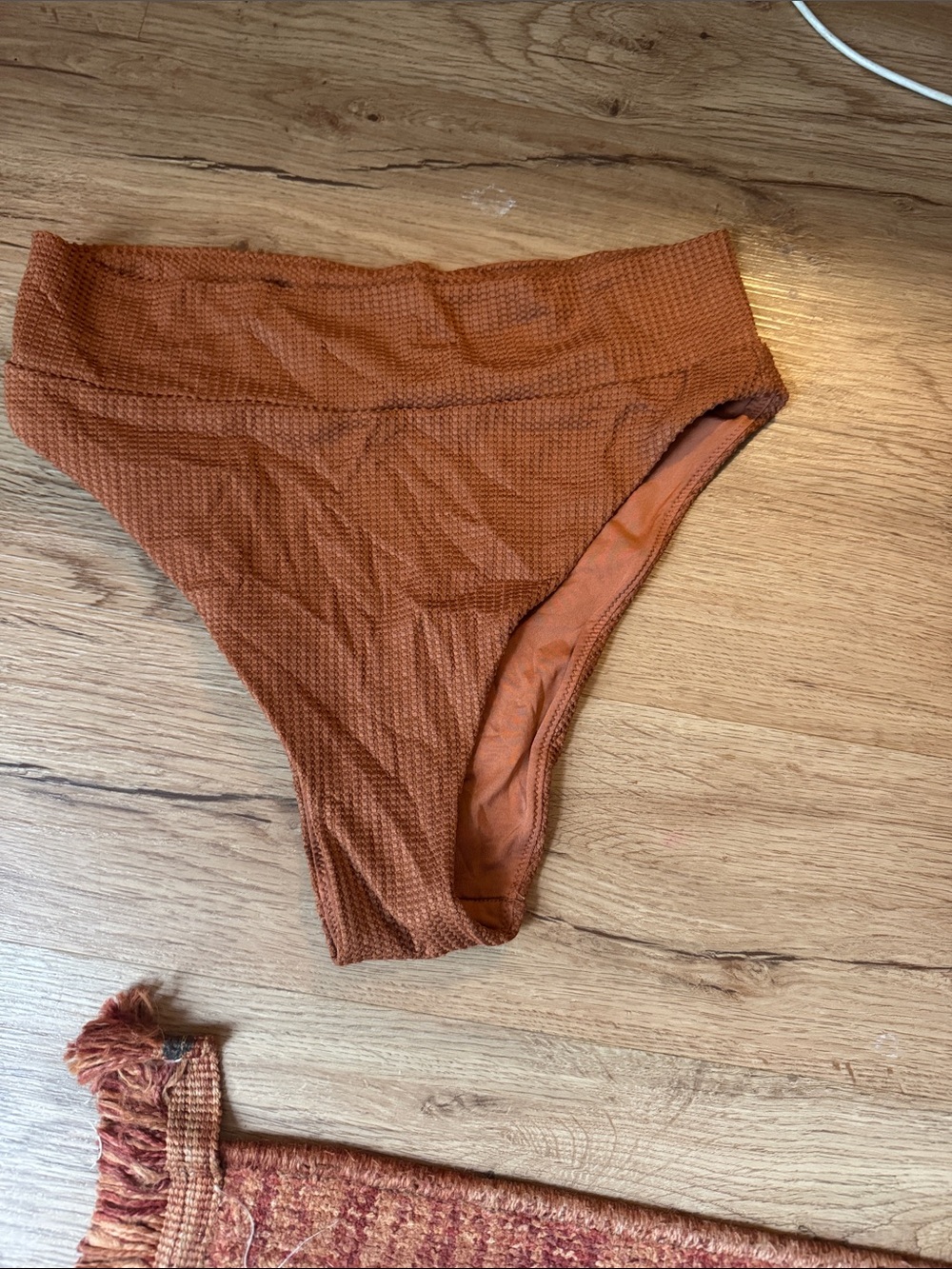 aerie Rust Textured High-Waist Bikini Bottoms
